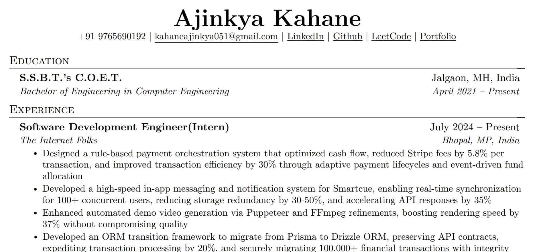 Ajinkya's Resume